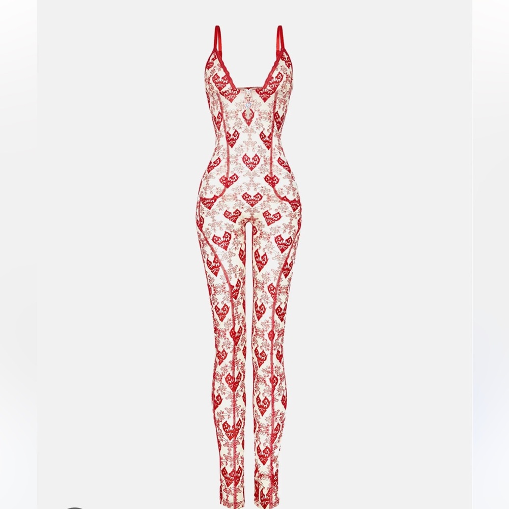 Poster Girl Scarlett Flocking Full-length Jumpsuit Red size Small